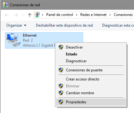 Propiedades Descargas