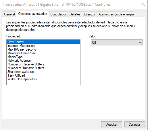 Propiedades Descargas